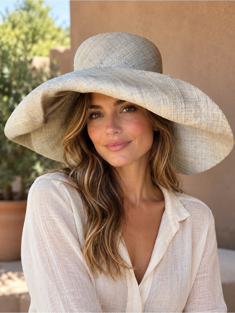 Naturary Handmade Wide Brim Woven Sun Hat Bow Detail β Medium